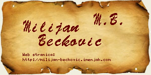 Milijan Bećković vizit kartica
